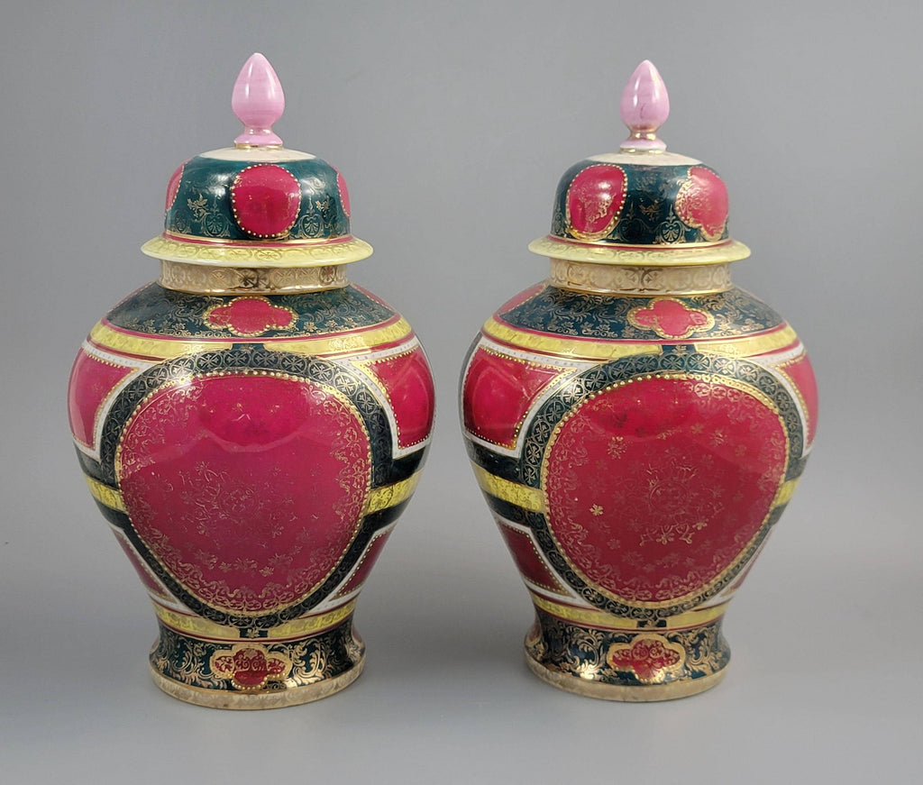 Royal Vienna-Style Pair of Porcelain Covered Vases, c.1880