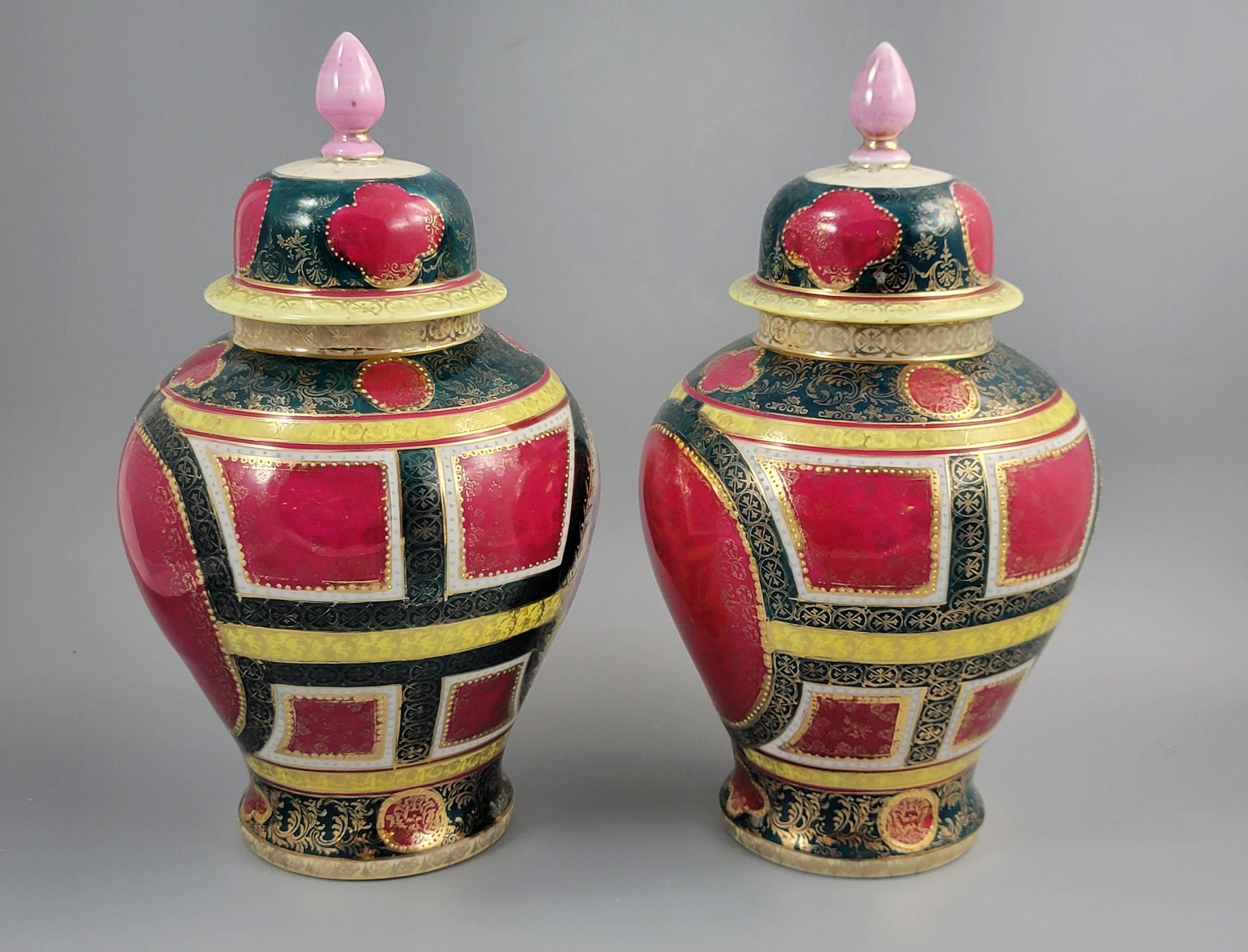 Royal Vienna-Style Pair of Porcelain Covered Vases, c.1880