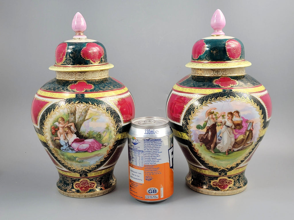 Royal Vienna-Style Pair of Porcelain Covered Vases, c.1880