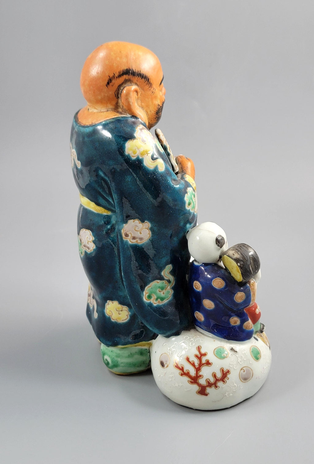 Japanese Meiji Satsuma Hotei with Karako and Drum, c.1890