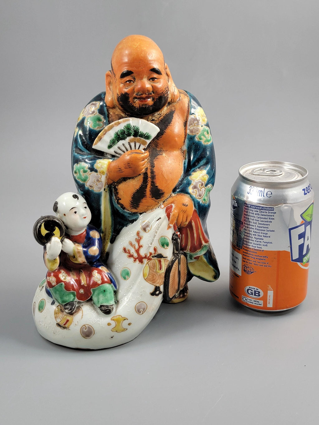 Japanese Meiji Satsuma Hotei with Karako and Drum, c.1890