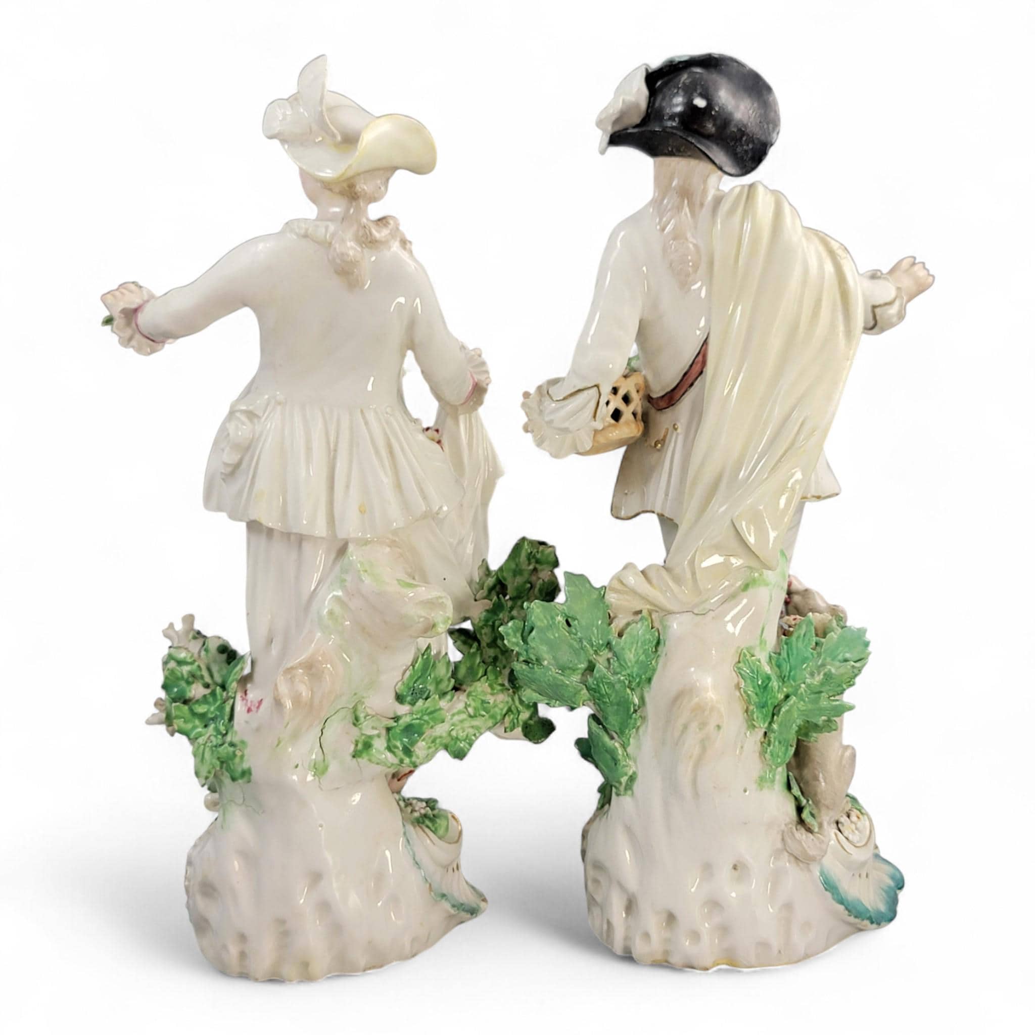 Rare Derby porcelain figures “Dresden Shepherds” c.1760 – William Duesbury, 18th century English rococo pair with lamb and dog