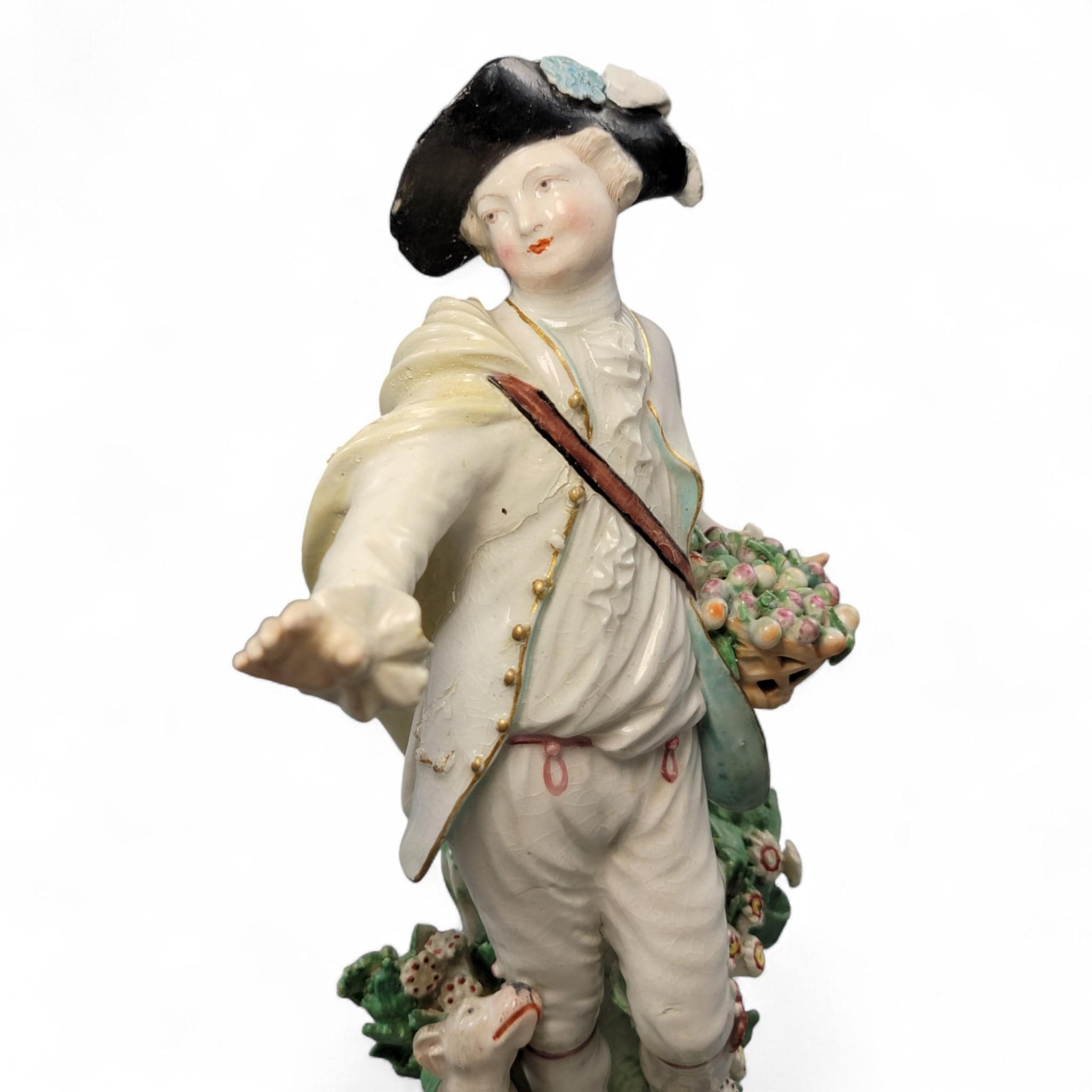 Rare Derby porcelain figures “Dresden Shepherds” c.1760 – William Duesbury, 18th century English rococo pair with lamb and dog
