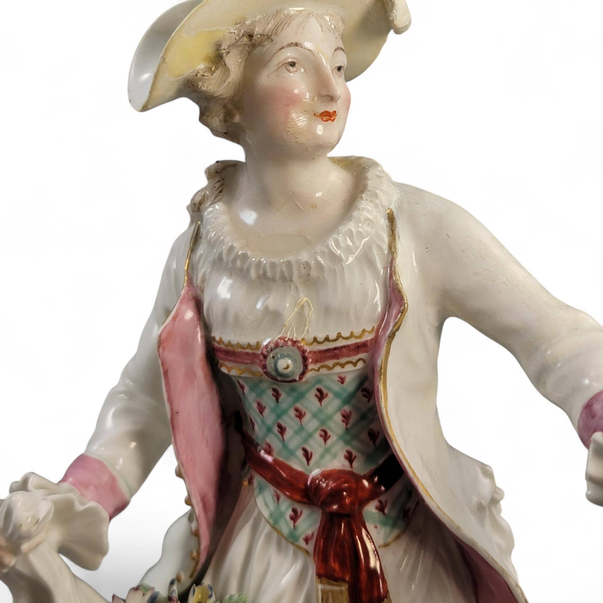 Rare Derby porcelain figures “Dresden Shepherds” c.1760 – William Duesbury, 18th century English rococo pair with lamb and dog