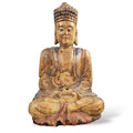 Chinese Temple Buddha, 19thC Wood, Fine Carving, Original Candle Hole