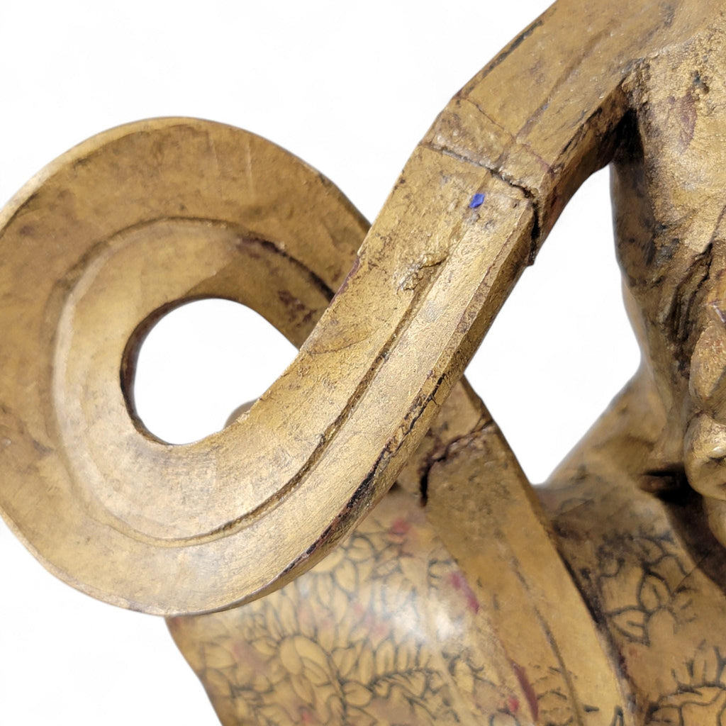 19th-C Chinese Gilt Wood Temple Guardian (Zhenwu) — 40.5 cm