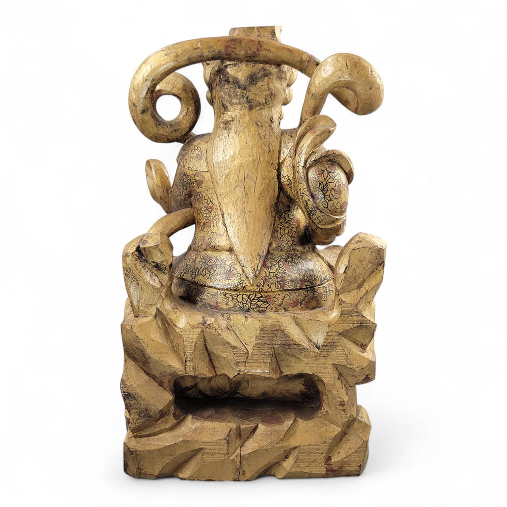 19th-C Chinese Gilt Wood Temple Guardian (Zhenwu) — 40.5 cm