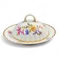 Antique Nymphenburg “Louis XVIII” covered butter dish, floral gilded porcelain, Rococo revival Germany c.1895