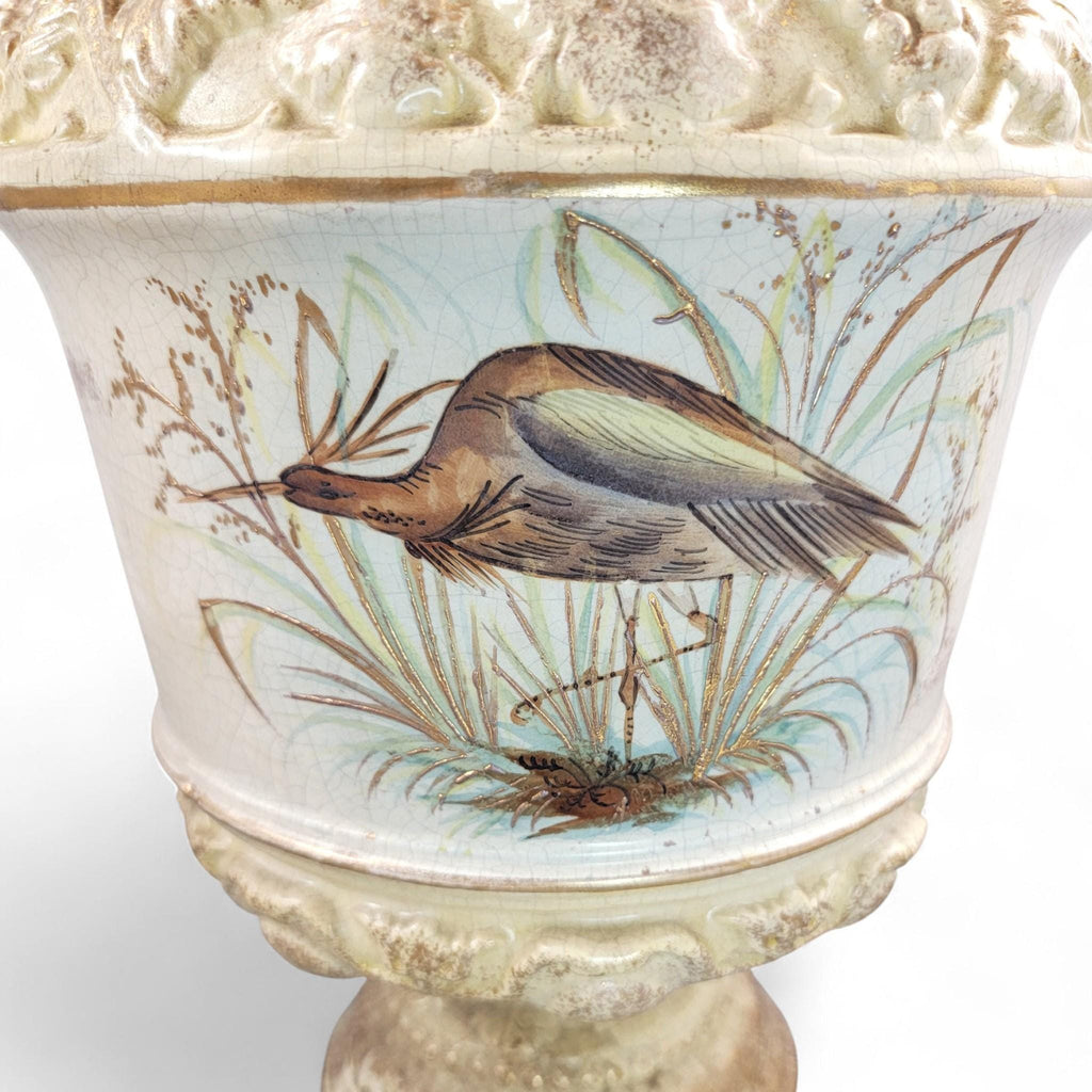 Monumental French barbotine wine ewer Choisy-le-Roi or Sarreguemines c.1875–95