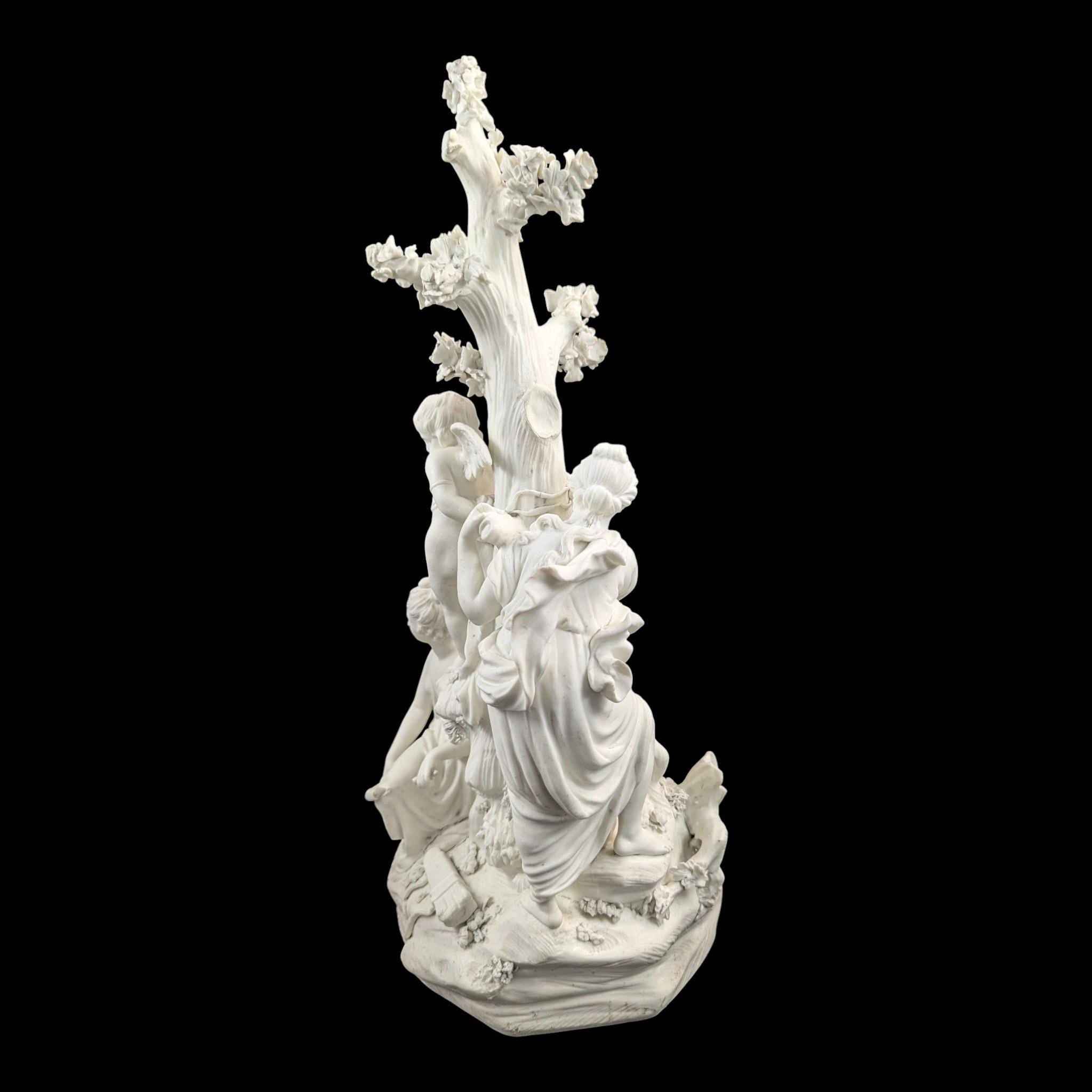 Early Derby biscuit ‘Three Graces distressing Cupid’, c.1775–1785 — rare