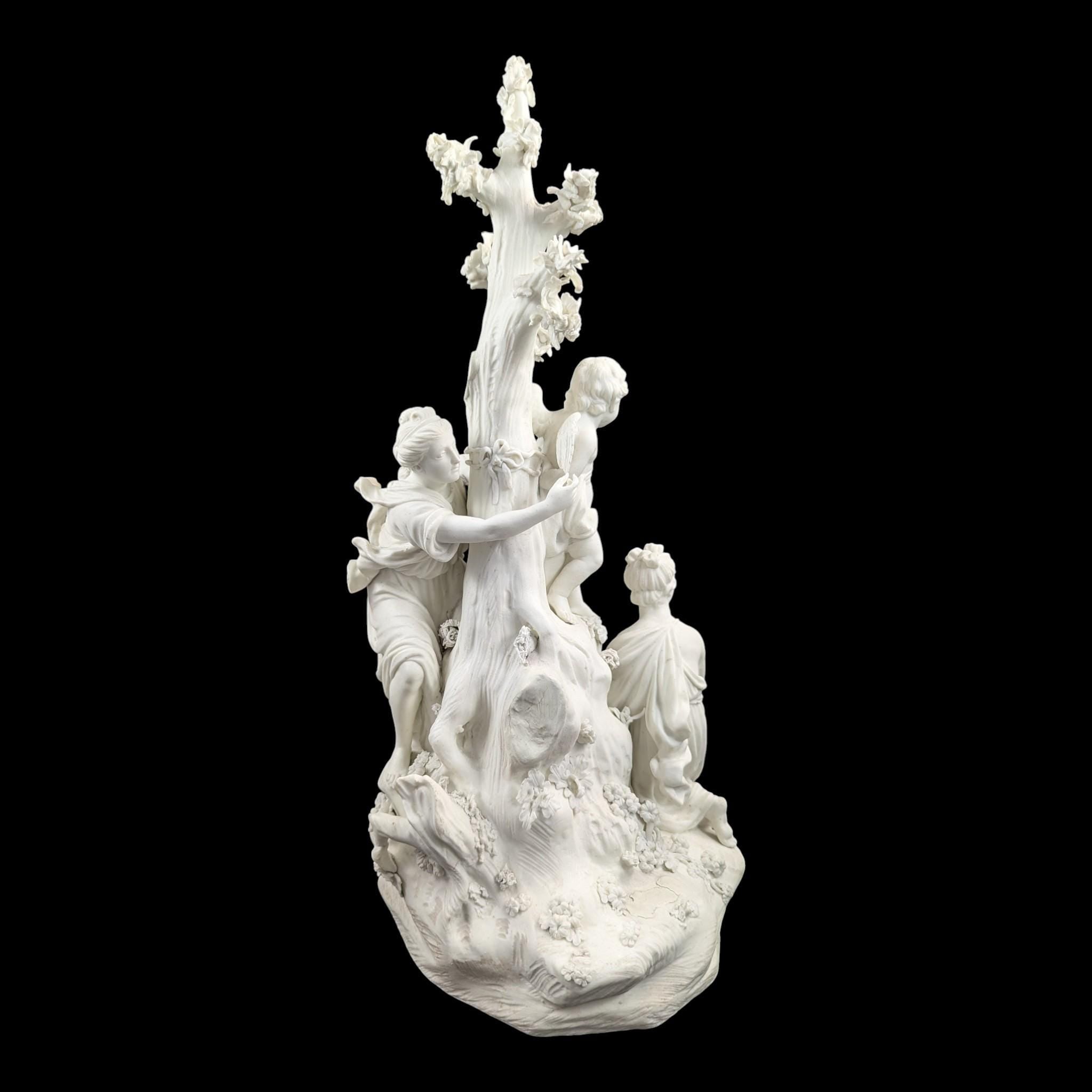 Early Derby biscuit ‘Three Graces distressing Cupid’, c.1775–1785 — rare