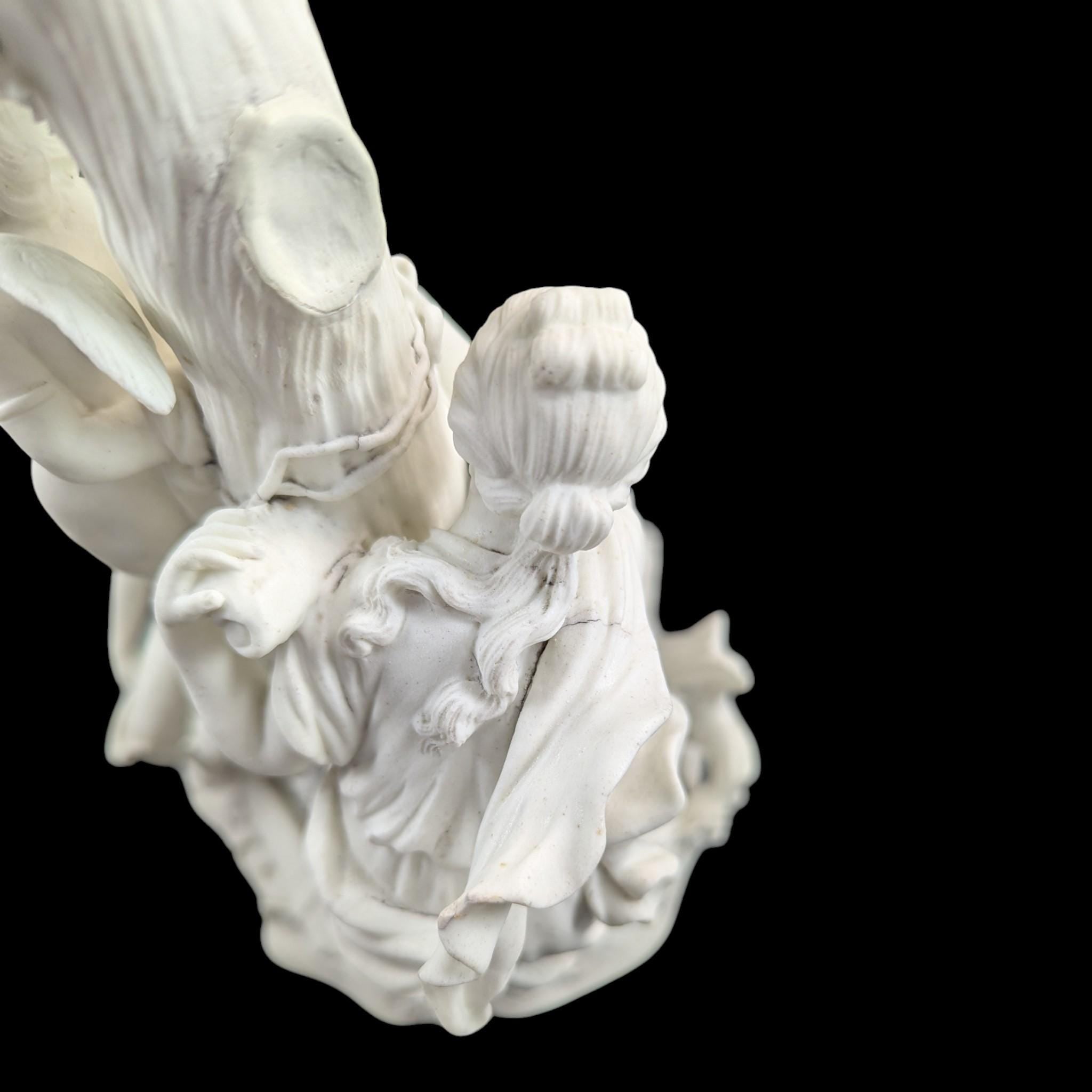 Early Derby biscuit ‘Three Graces distressing Cupid’, c.1775–1785 — rare
