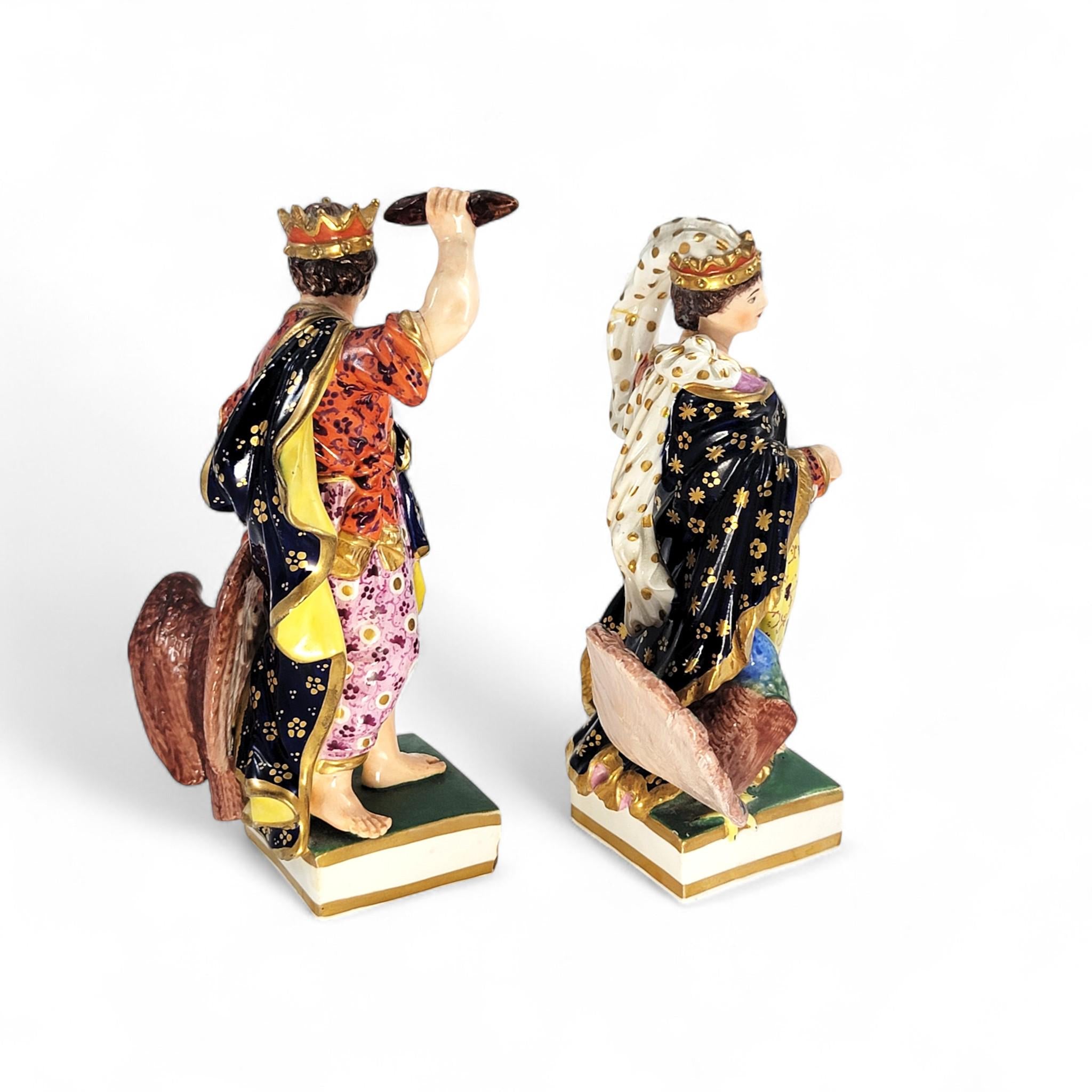 Royal Crown Derby Bloor period porcelain figures of Jupiter and Juno, c. 1830 — rich enamels & gilding