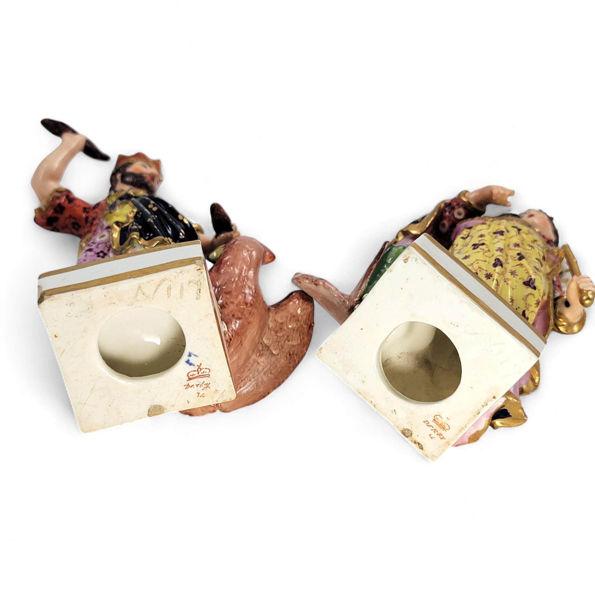 Royal Crown Derby Bloor period porcelain figures of Jupiter and Juno, c. 1830 — rich enamels & gilding