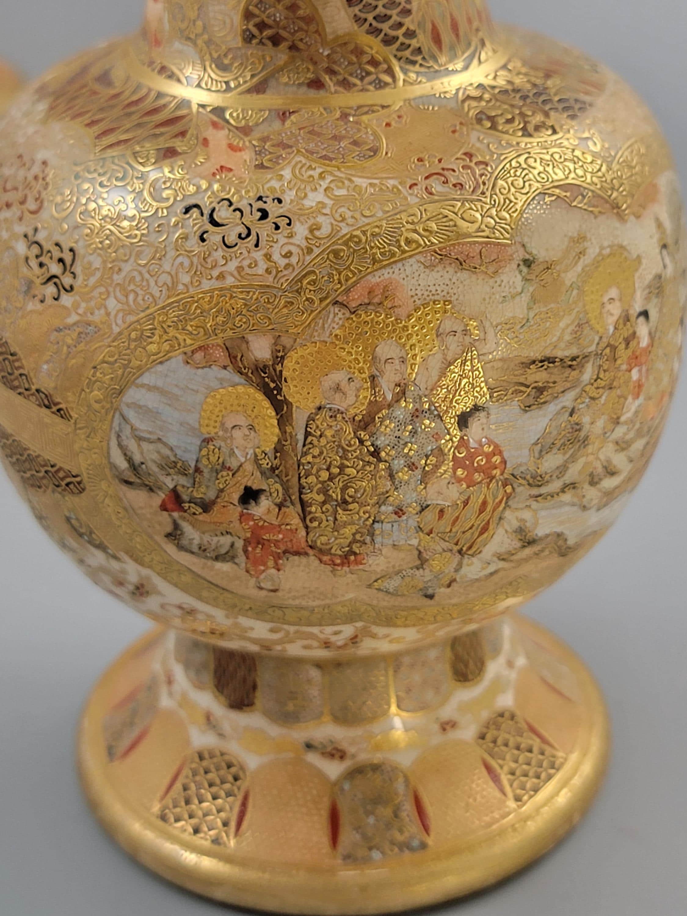 Pair of Japanese Satsuma Vases, Attributed to Kinkozan, c.1895