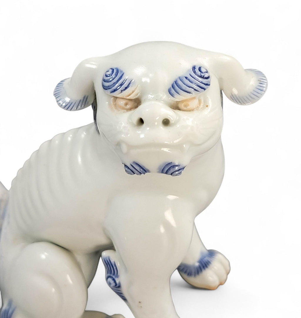 Hirado porcelain karashishi lion dog in blue and white, Japanese Edo–Meiji period c. 1840–1880