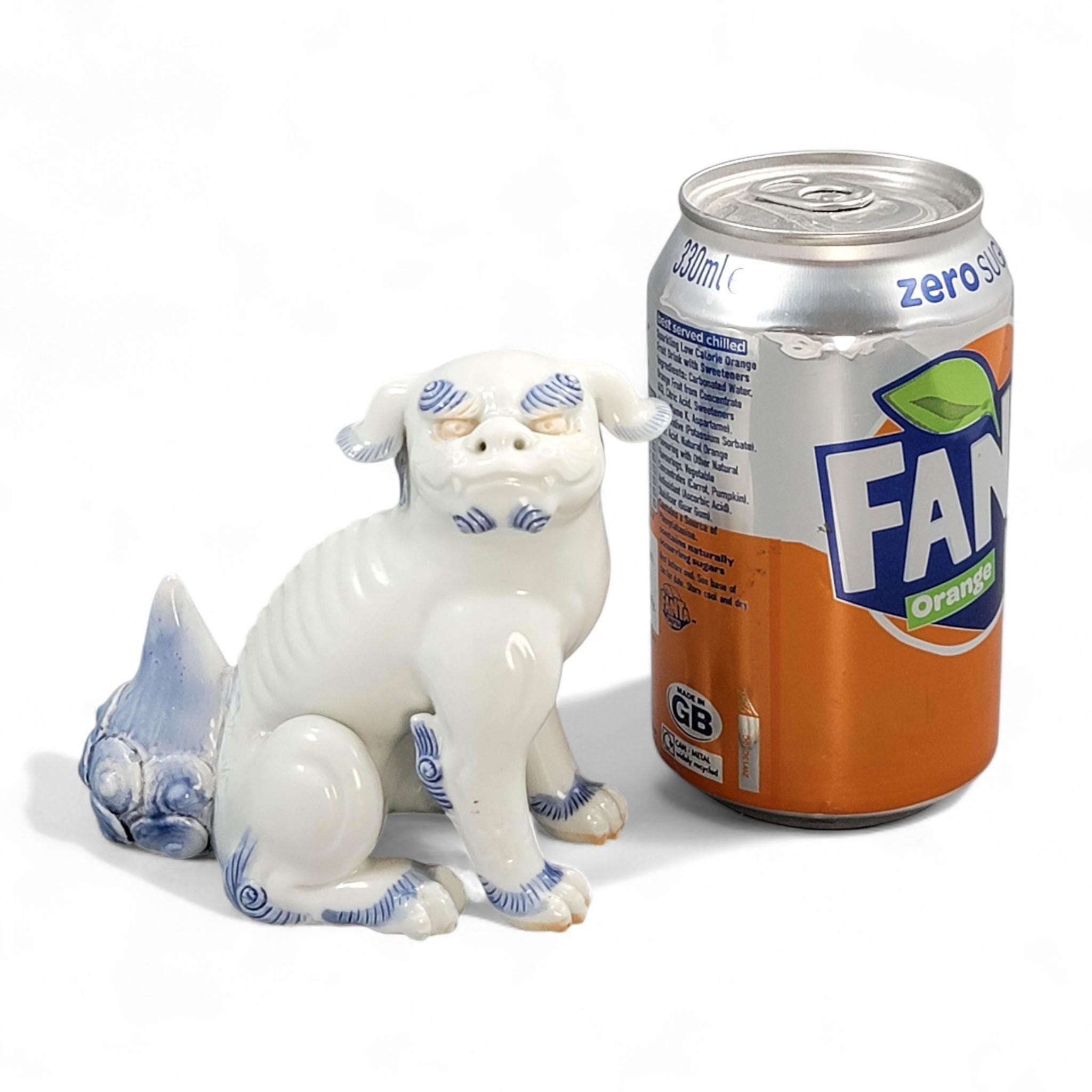 Hirado porcelain karashishi lion dog in blue and white, Japanese Edo–Meiji period c. 1840–1880