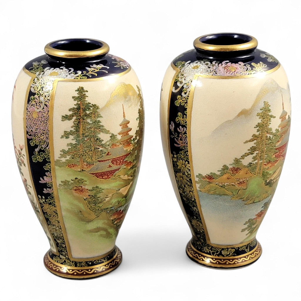 Pair Tashiro (田代) Satsuma-Style Vases — Japan c. 1920–30s