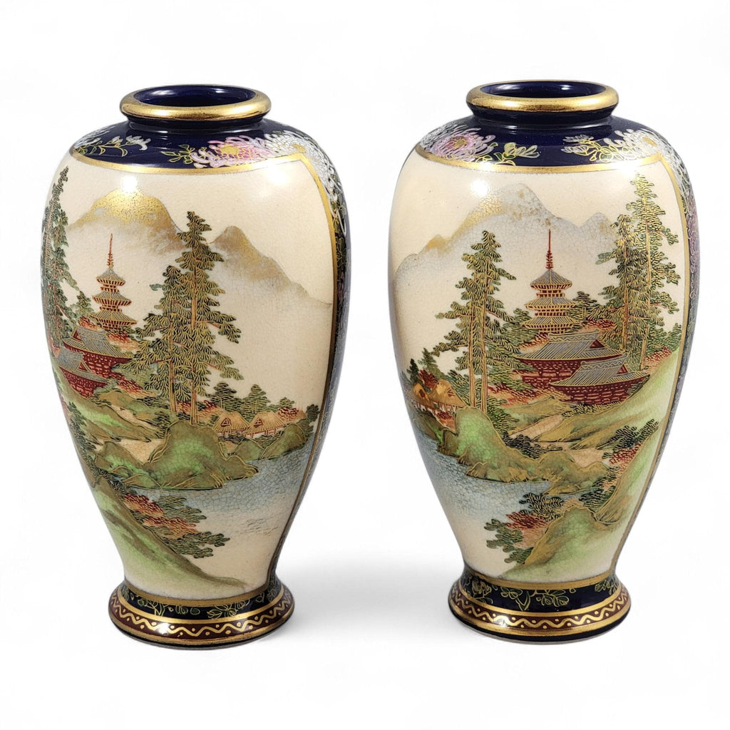 Pair Tashiro (田代) Satsuma-Style Vases — Japan c. 1920–30s
