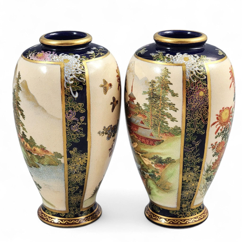 Pair Tashiro (田代) Satsuma-Style Vases — Japan c. 1920–30s