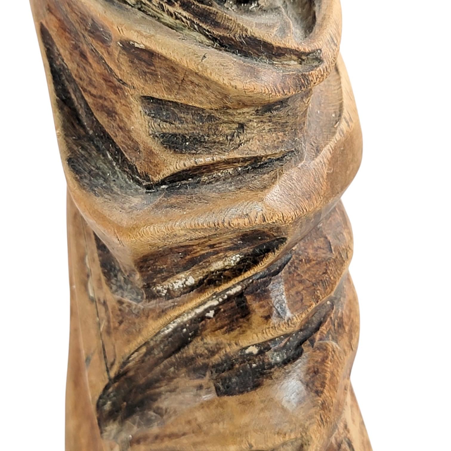 Antique Baroque wooden Christ sculpture fragment, c.1700 German/Austrian hand-carved sacred art, gesso traces religious decor