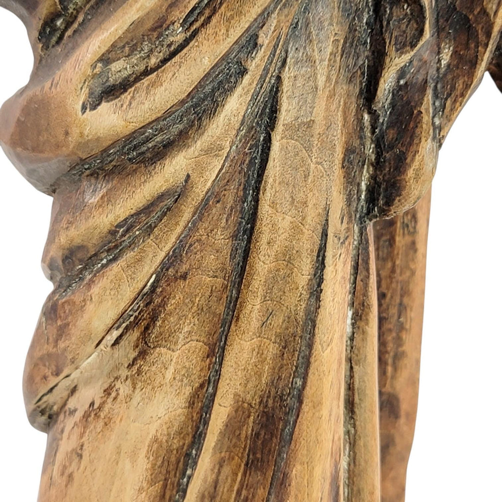 Antique Baroque wooden Christ sculpture fragment, c.1700 German/Austrian hand-carved sacred art, gesso traces religious decor