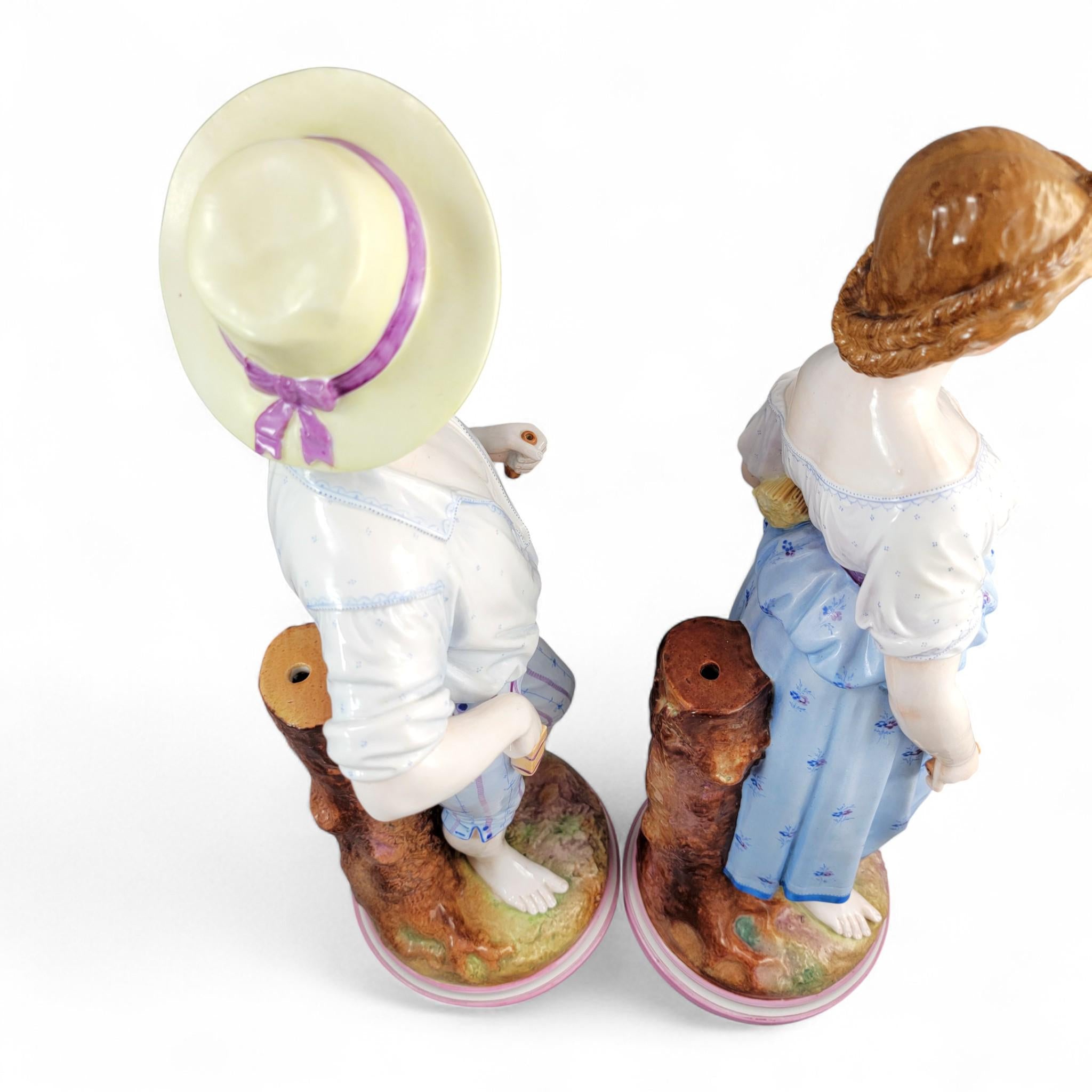 Large Schierholz Plaue porcelain Harvester figures pair, Germany c. 1865, 50 cm, hand painted