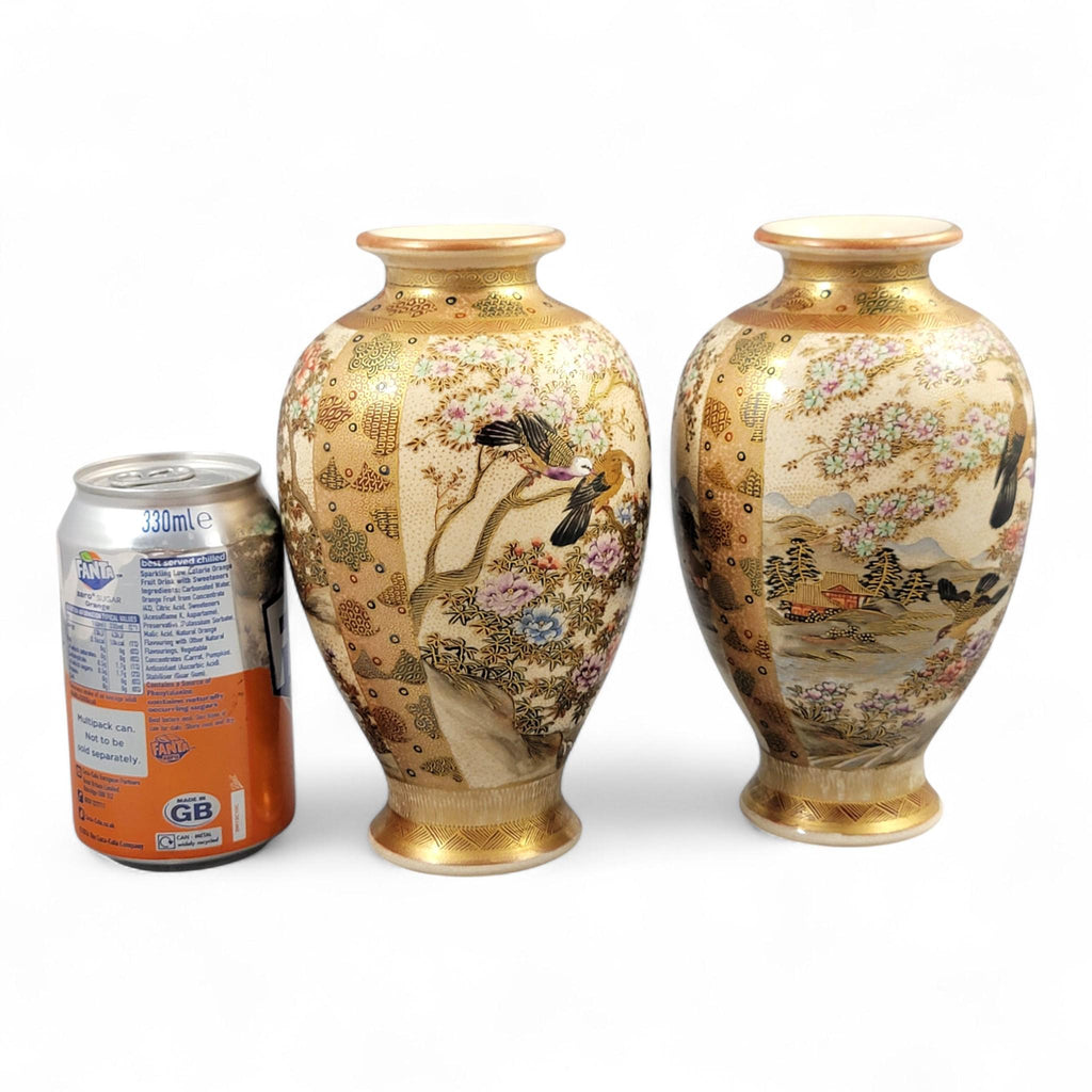 Pair Hododa (保土田造) Satsuma Vases, Shimazu Crest — Japan c. 1895–1915