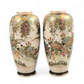 Pair of Kyoto Satsuma ‘Wisteria Garden’ Vases, Hakusan (白山), c. 1890–1915