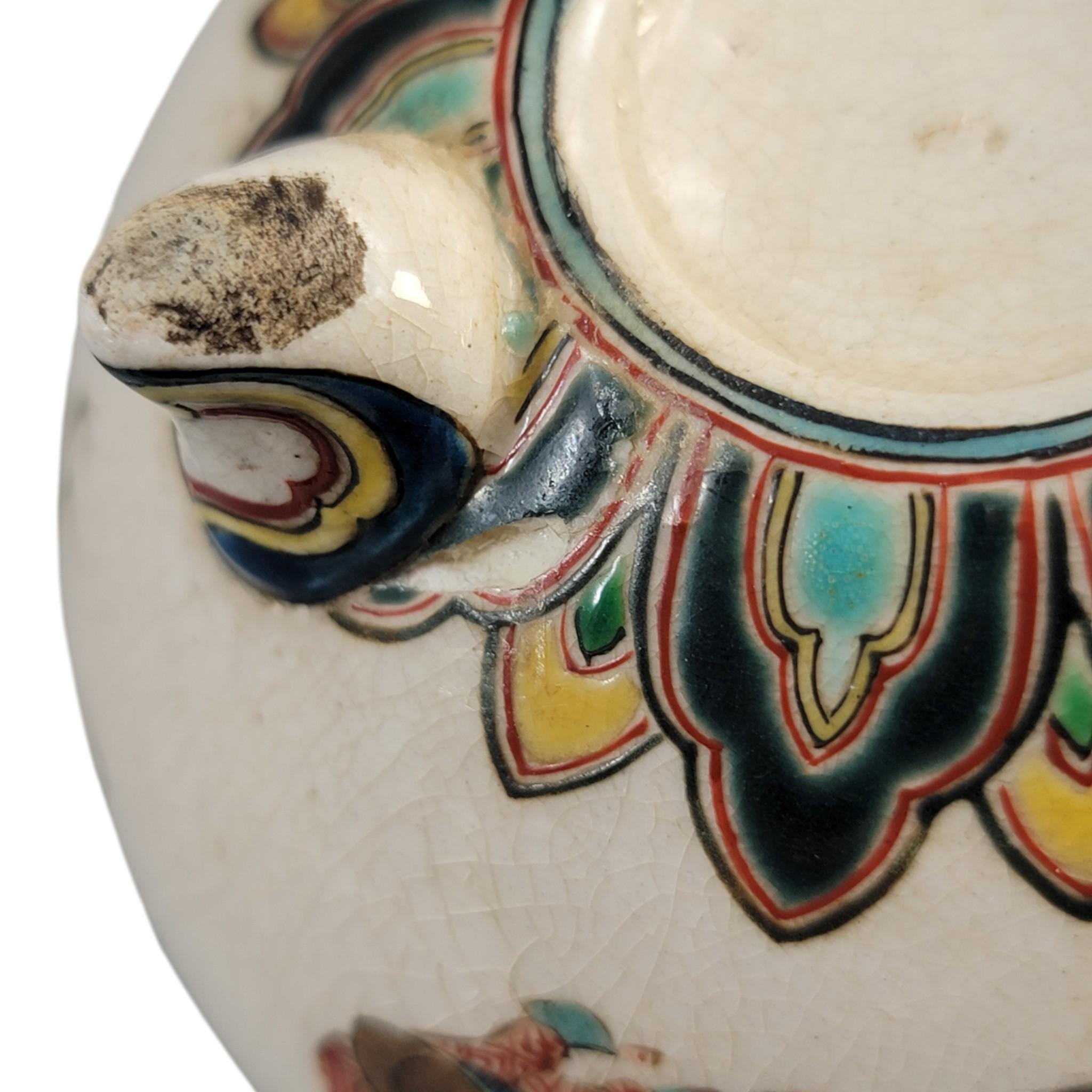 Kyoto Satsuma Tripod Vase — Chōshūzan, decorated by Jissei after Yoshisada (Meiji)
