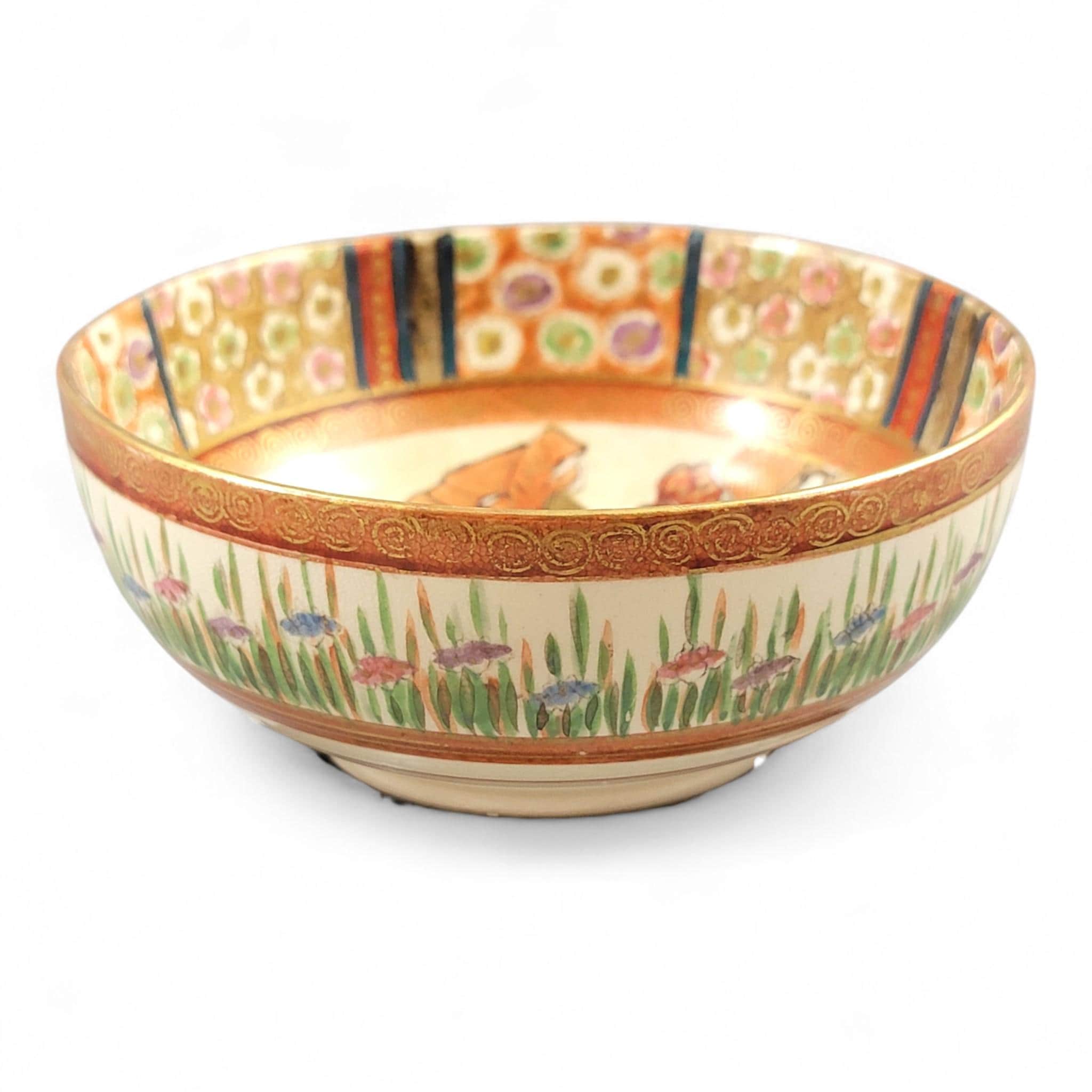 Rare Kyoto Satsuma Bowl “Woman and Children in Garden”, c.1890