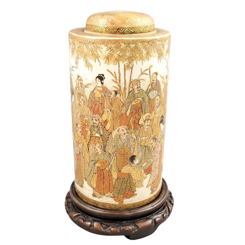 Meiji Japanese Satsuma Jar, Tokyo Taizan, Gold Rakan, c.1890