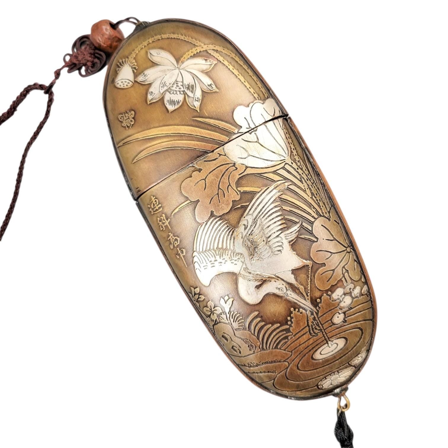 Meiji Japanese Mixed-Metal Tobacco Case (Tonkotsu), Signed Rensai Kōchū, c. 1880–1910