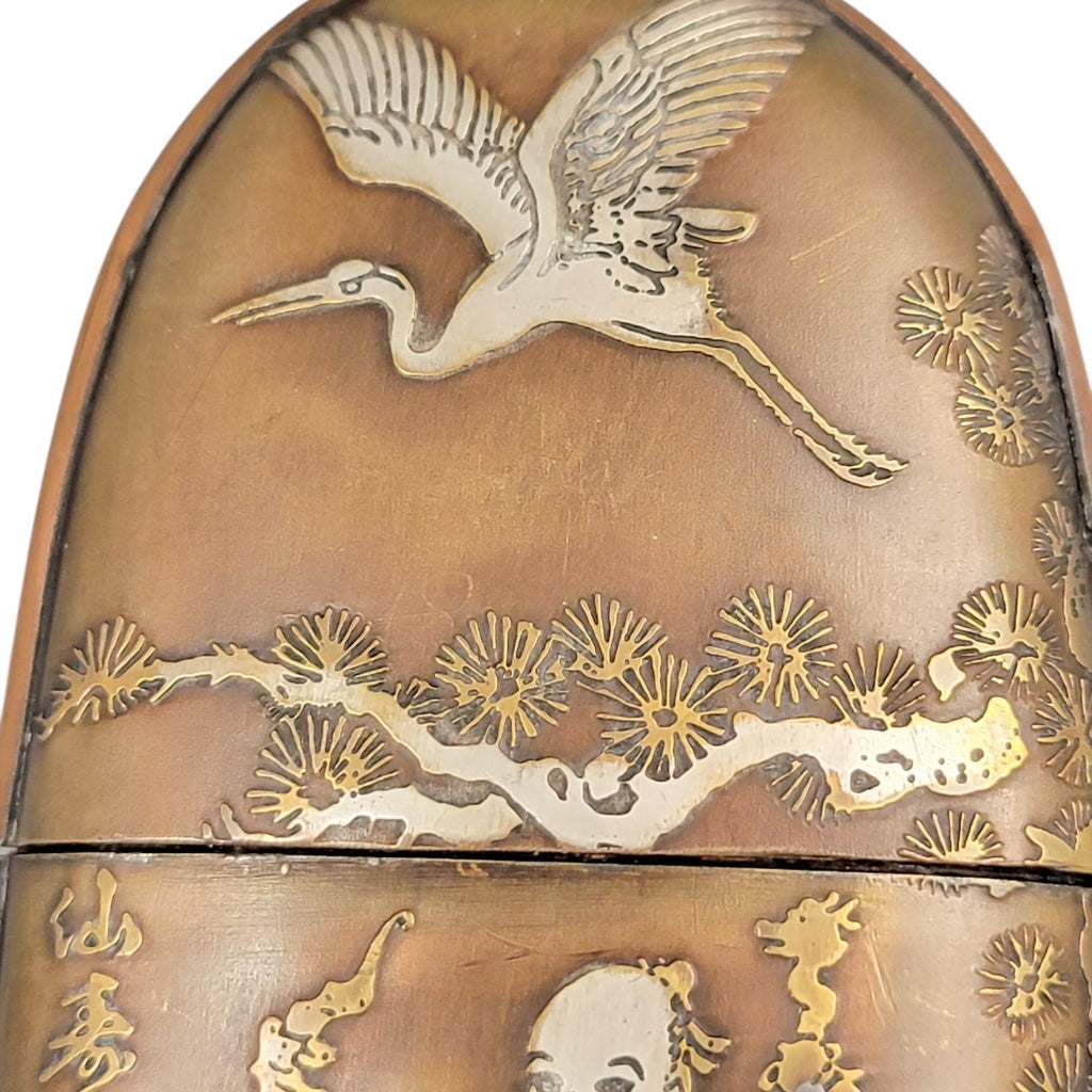 Meiji Japanese Mixed-Metal Tobacco Case (Tonkotsu), Signed Rensai Kōchū, c. 1880–1910