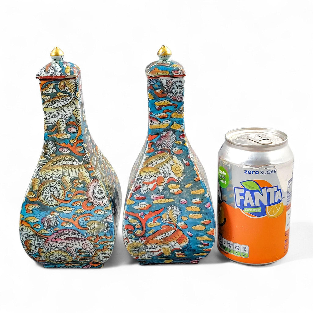 Pair of Mason’s Ironstone “Bandana” Pattern Lidded Jars, c.1810–1815, Rare