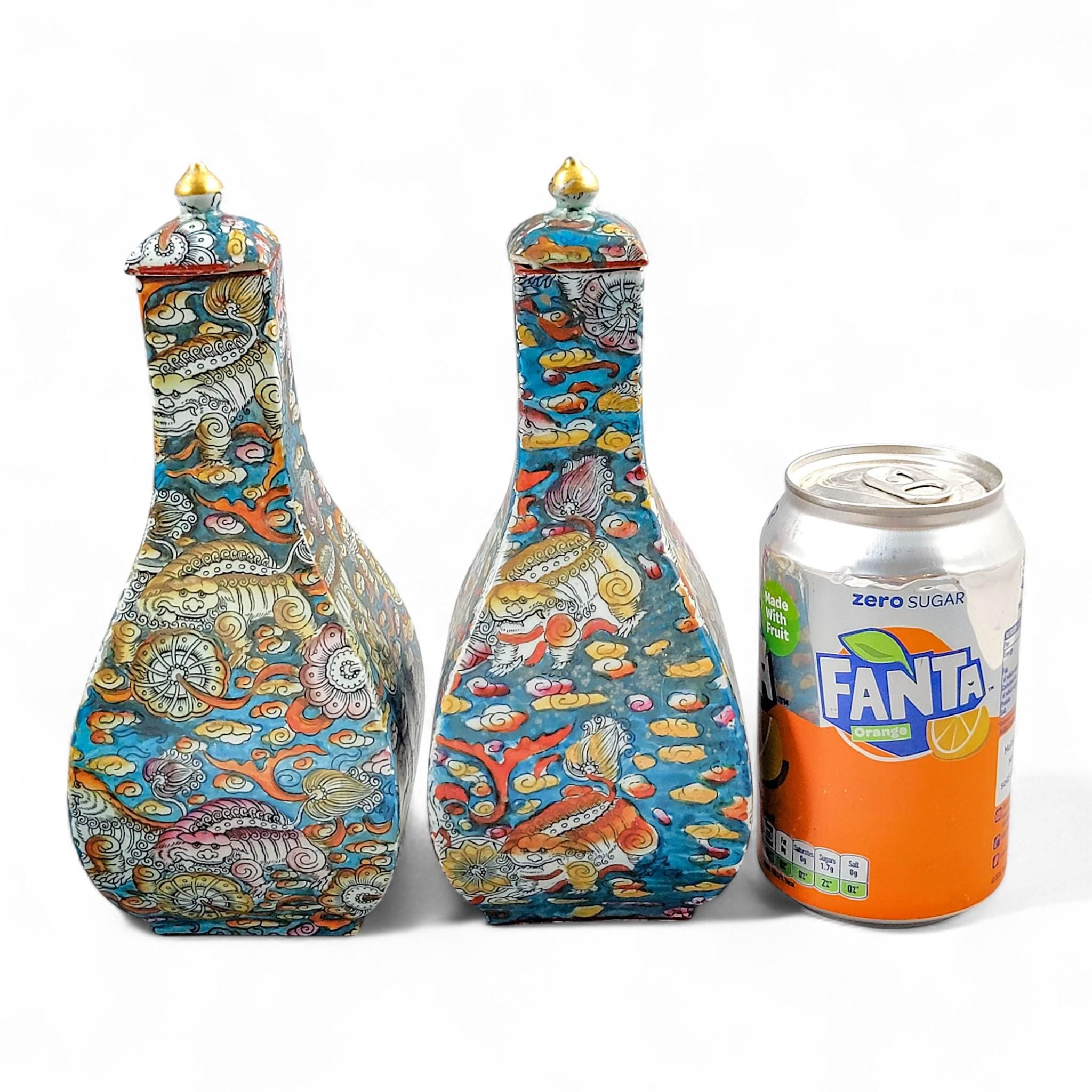 Pair of Mason’s Ironstone “Bandana” Pattern Lidded Jars, c.1810–1815, Rare