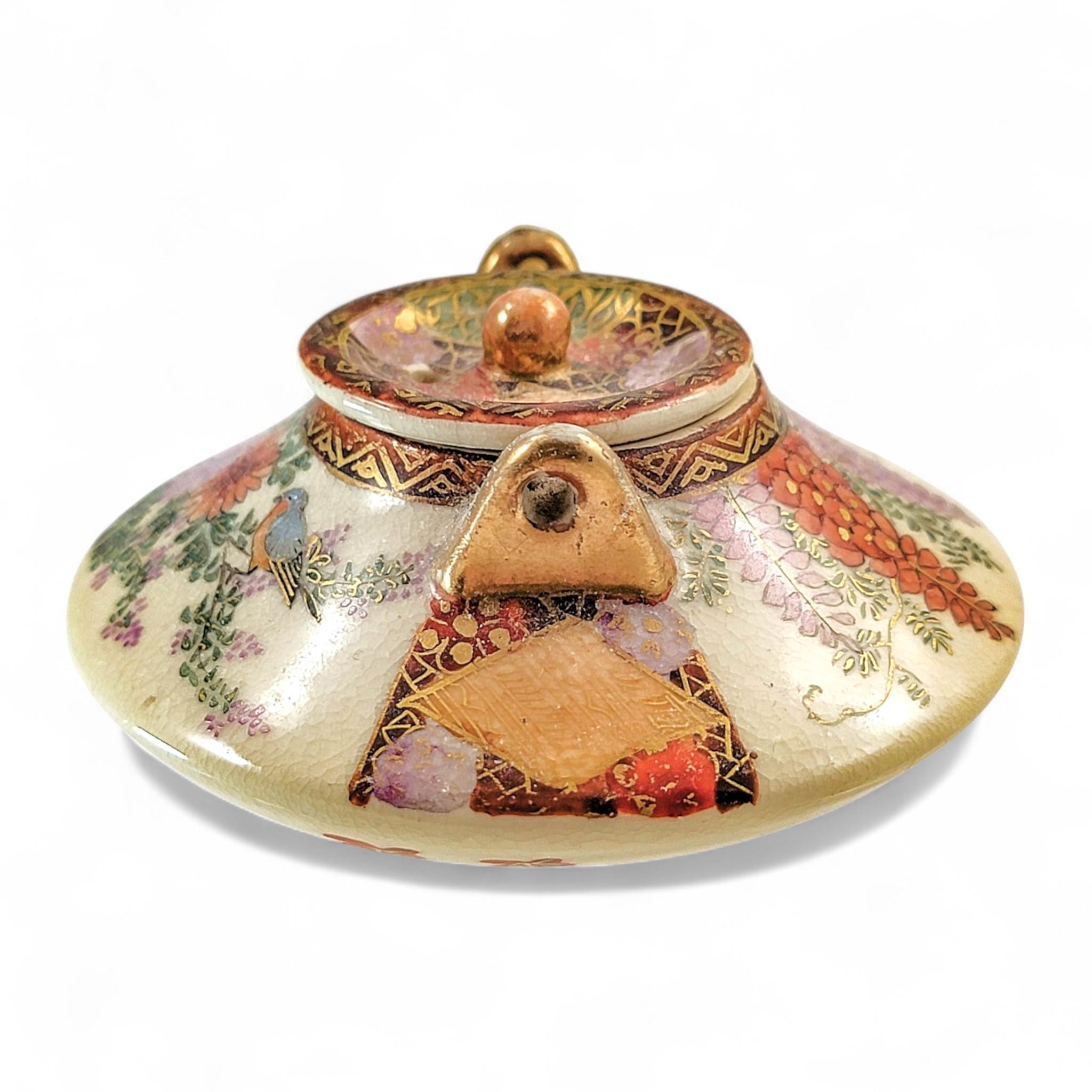 Kyoto Satsuma Kotobuki-dō incense burner (koro), c.1895–1910, fine enamel & gil
