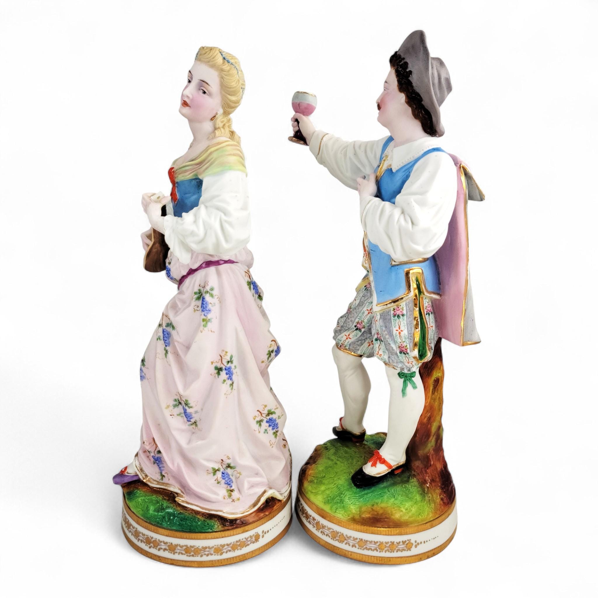 Rare French Porcelain Figures, Musical Couple in the Vion et Baury Style, Paris c. 1870