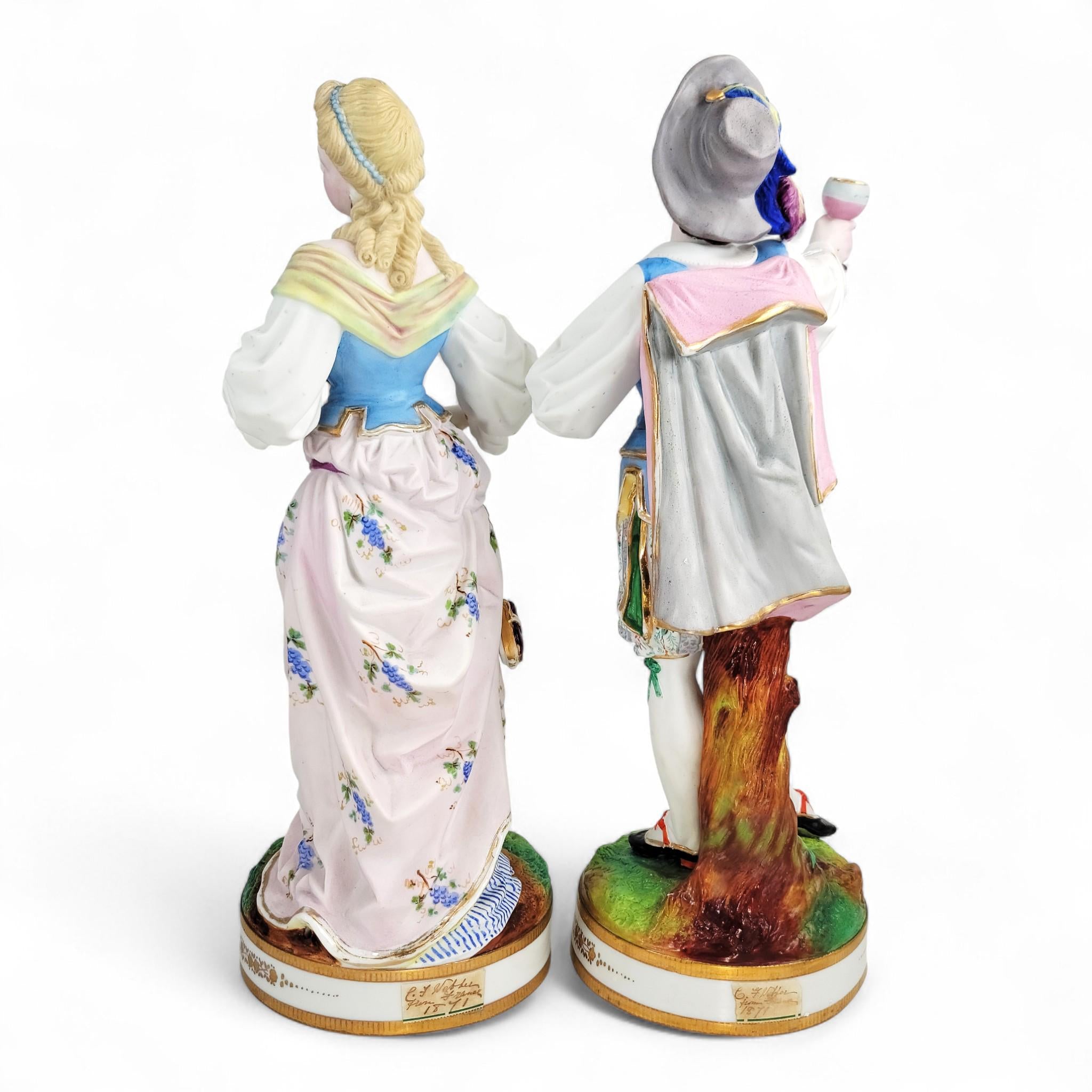 Rare French Porcelain Figures, Musical Couple in the Vion et Baury Style, Paris c. 1870