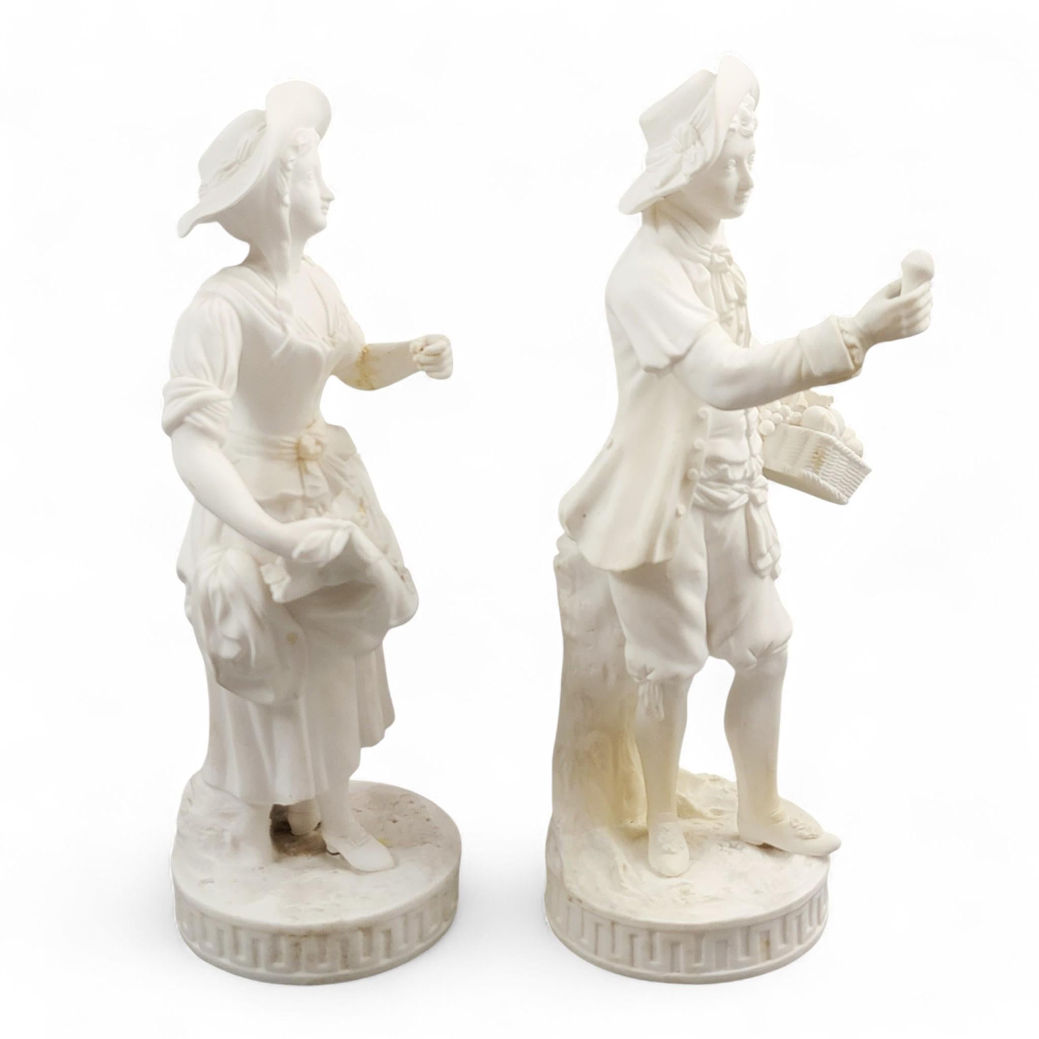 Rare Victorian Minton Parian Biscuit Figures “The Gardeners”, c.1845