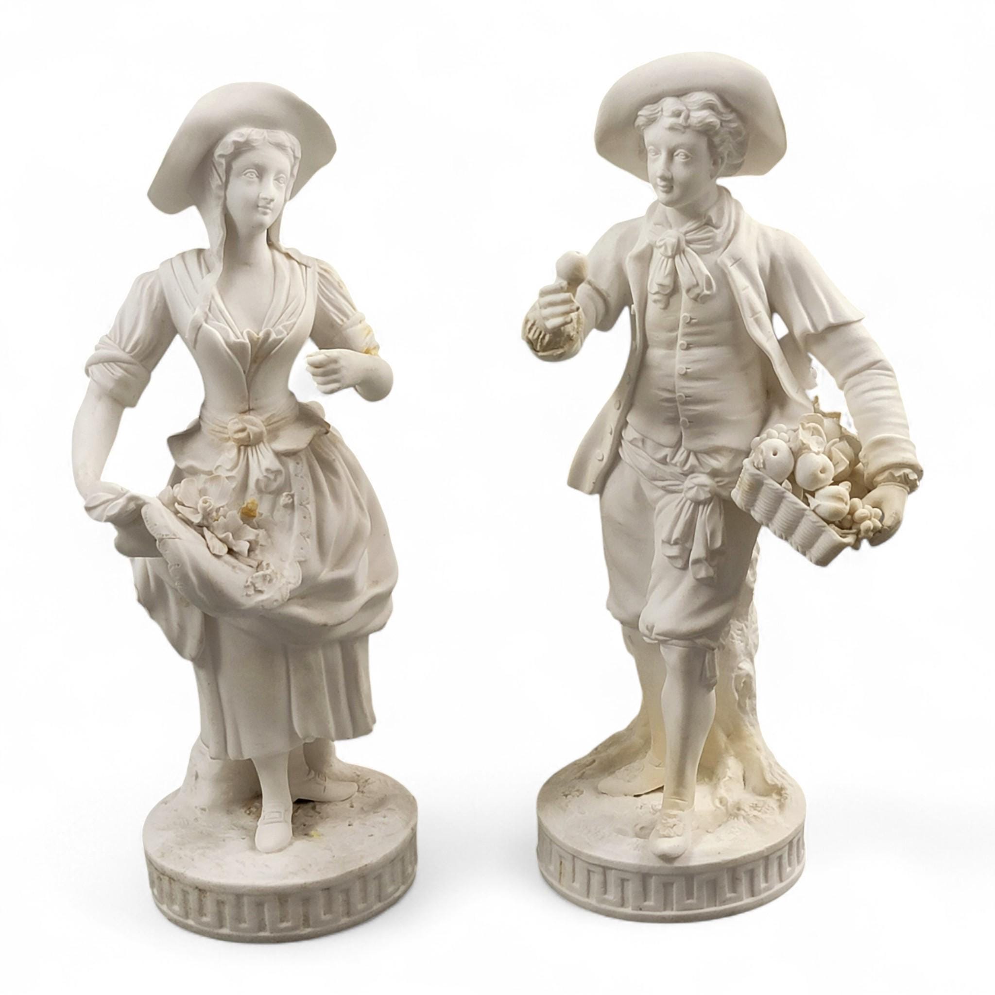 Rare Victorian Minton Parian Biscuit Figures “The Gardeners”, c.1845