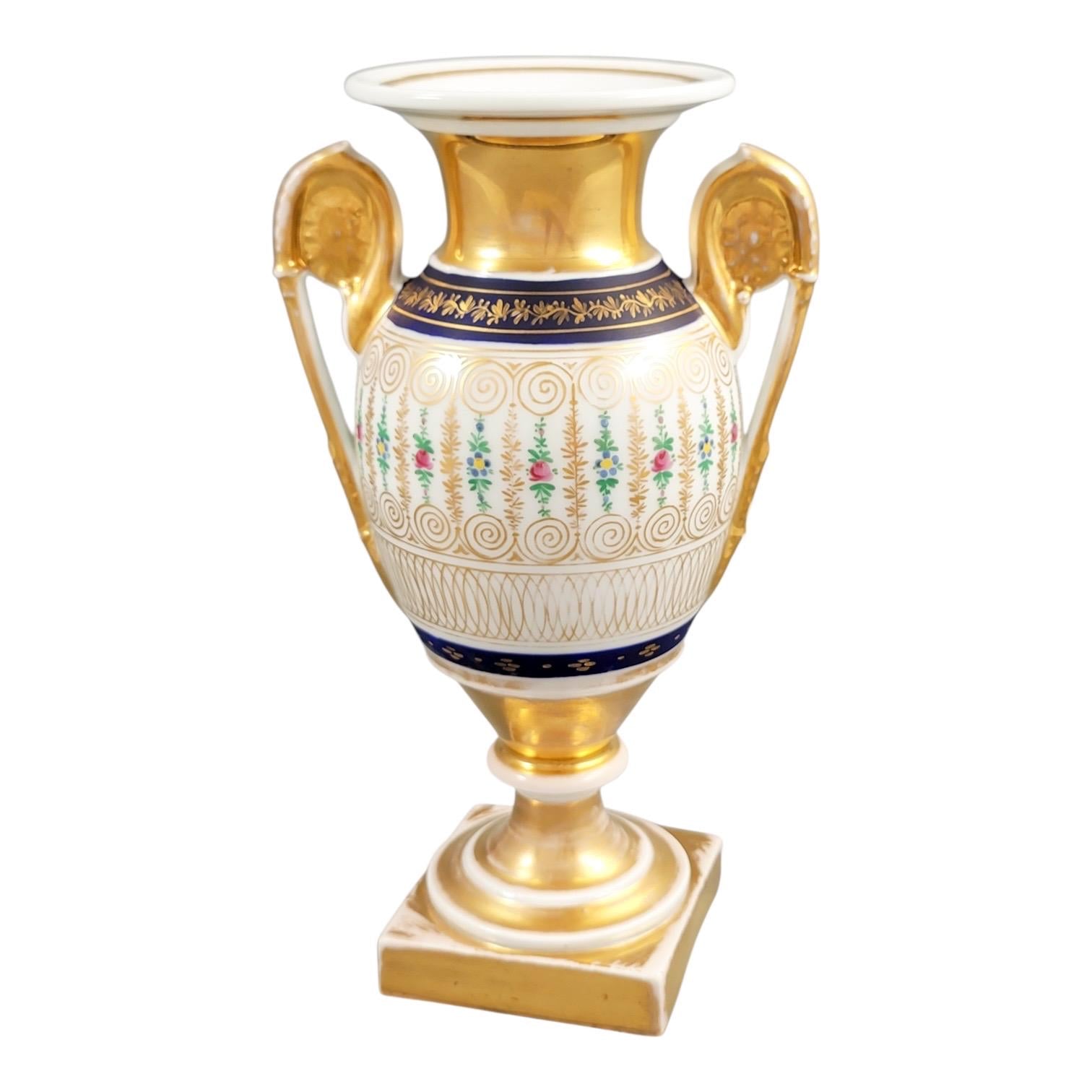 Old Paris Empire Style Porcelain Vase c. 1820 — Cobalt & Gold