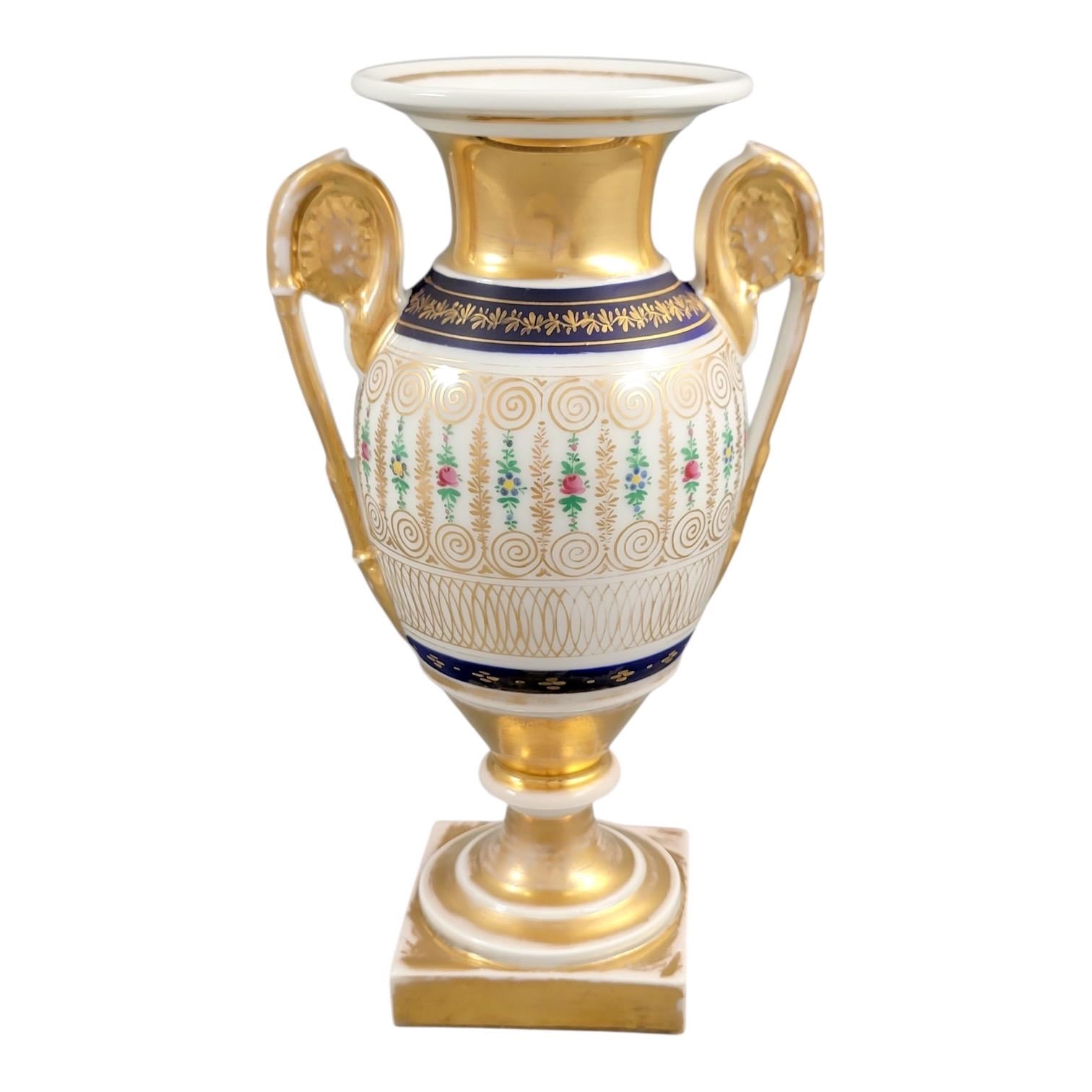 Old Paris Empire Style Porcelain Vase c. 1820 — Cobalt & Gold