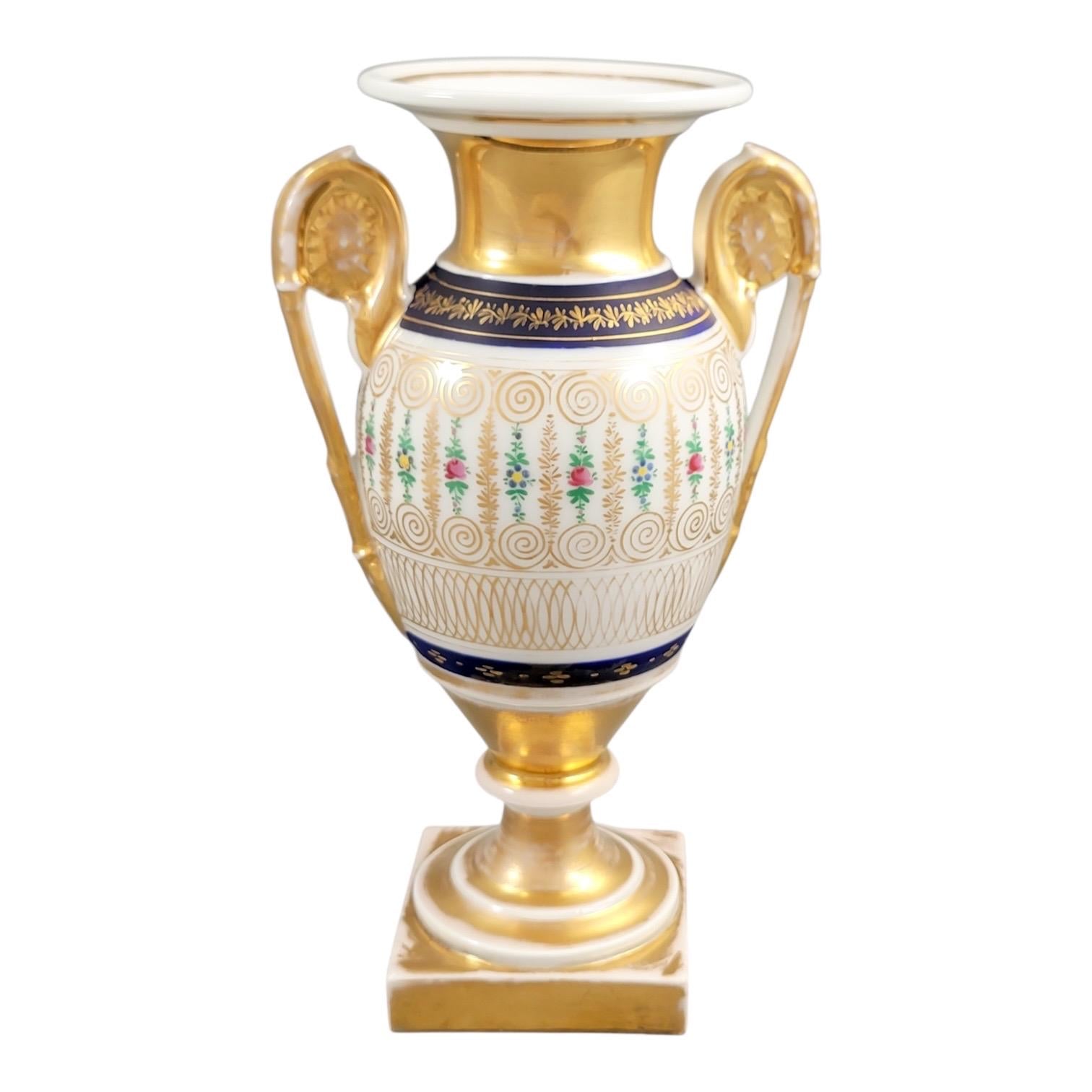 Old Paris Empire Style Porcelain Vase c. 1820 — Cobalt & Gold