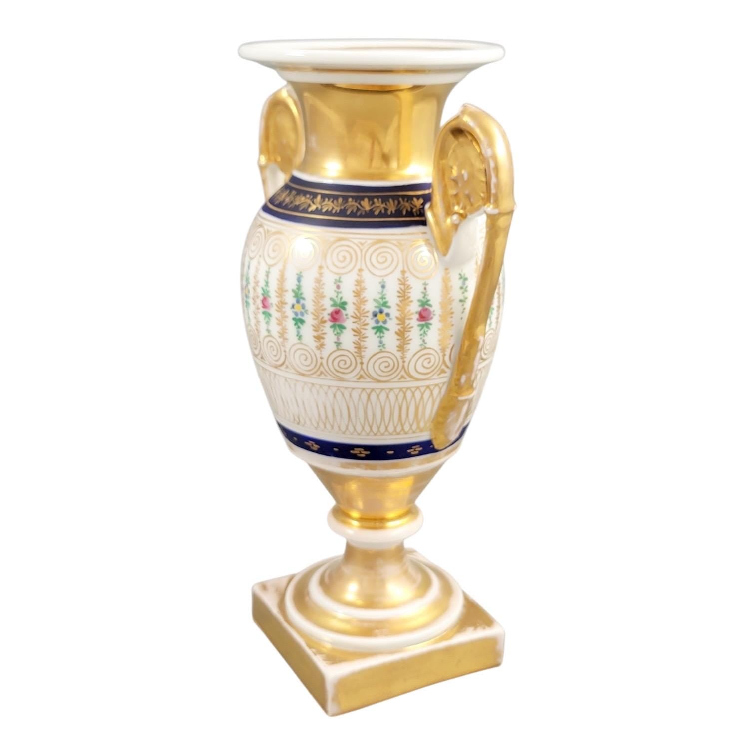 Old Paris Empire Style Porcelain Vase c. 1820 — Cobalt & Gold