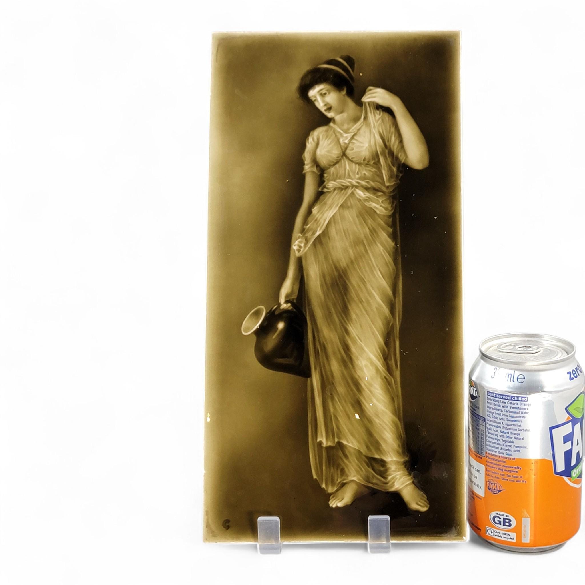 Rare Victorian Tile “Lady with Ewer”, Sherwin & Cotton, c.1890