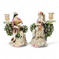 Rare Georgian Derby candlestick pair “Mandolin & Bagpipe Players”, c.1760