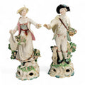 Rare Derby porcelain figures “Dresden Shepherds” c.1760 – William Duesbury, 18th century English rococo pair with lamb and dog