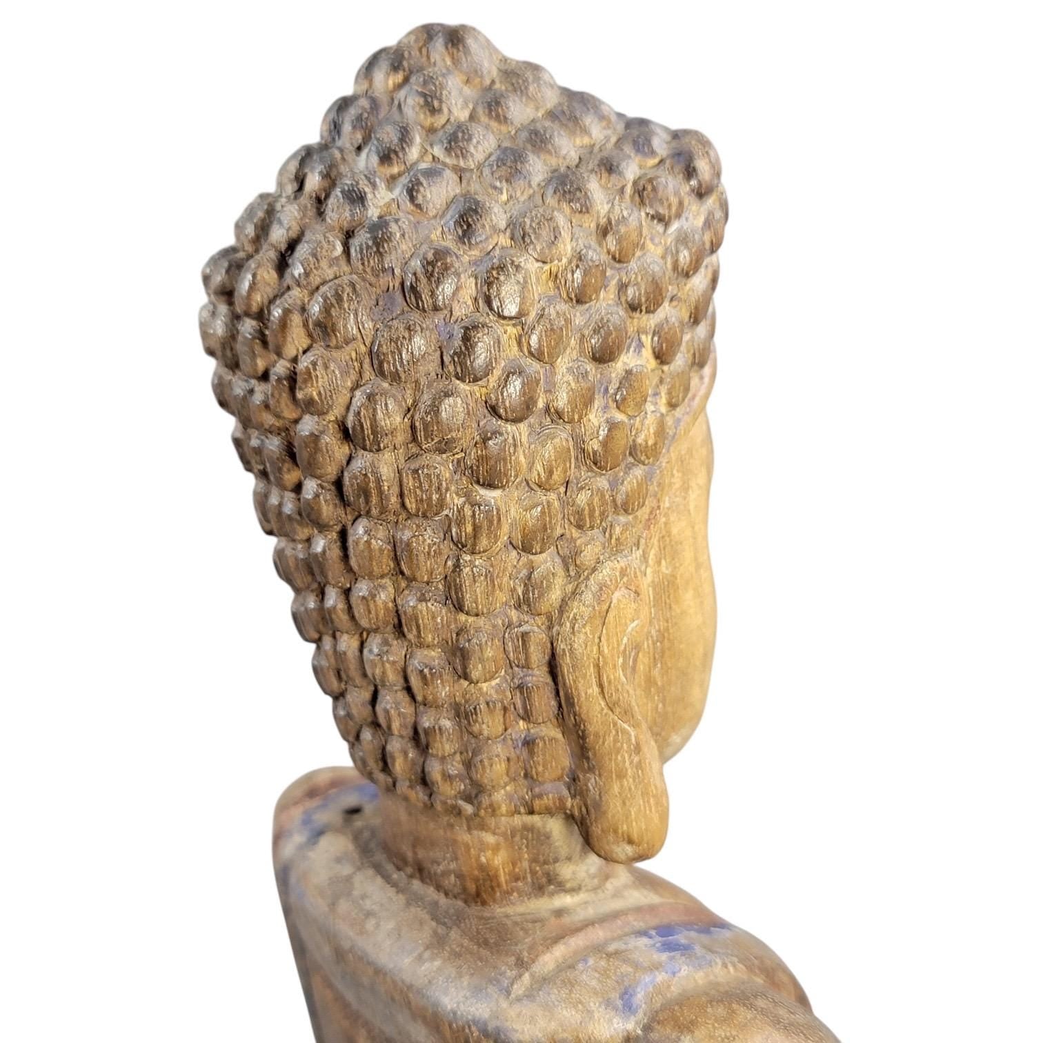 Chinese Temple Buddha, 19thC Wood, Fine Carving, Original Candle Hole