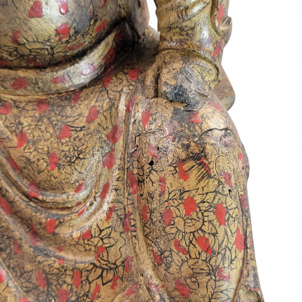 Early Chinese Temple Figure in Gilt & Polychrome, Seated Civil Official, South China c.1650